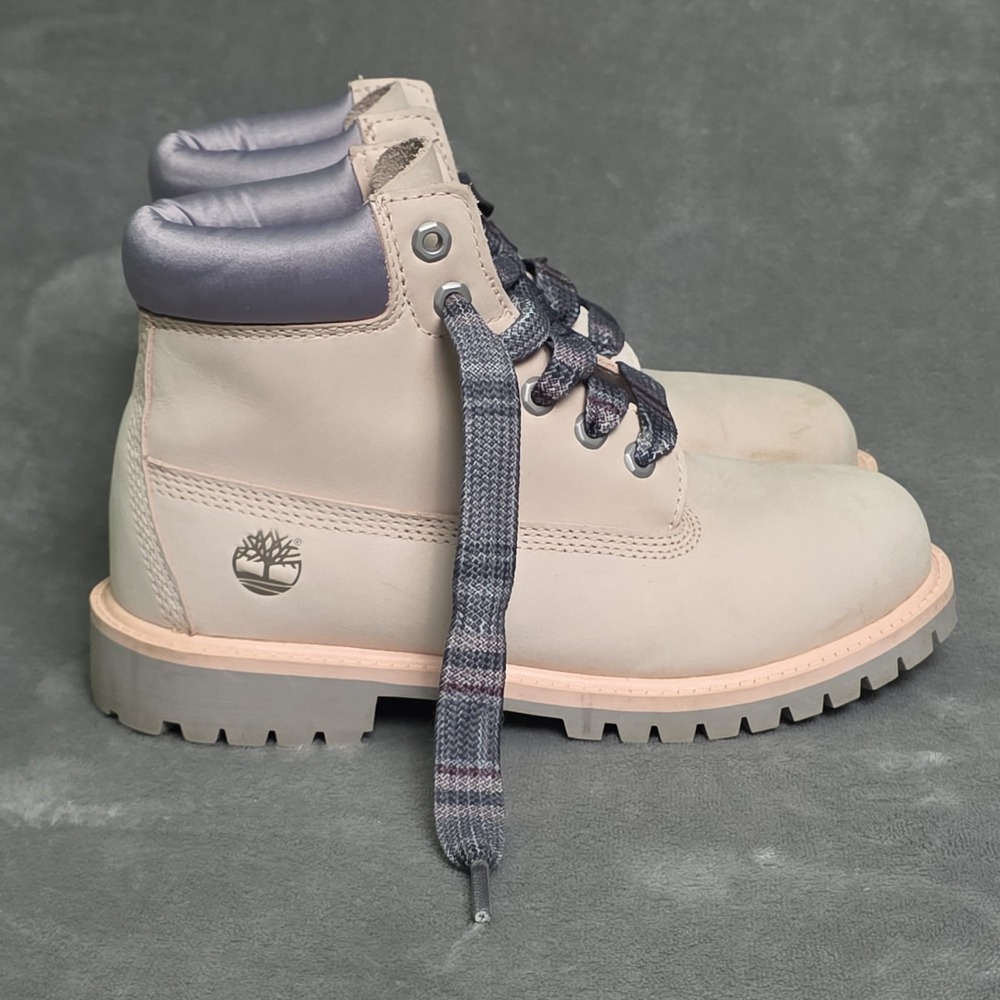 Timberland Premium 6 in Waterproof Pink Nubuck Youth Boots Size 3 VGC